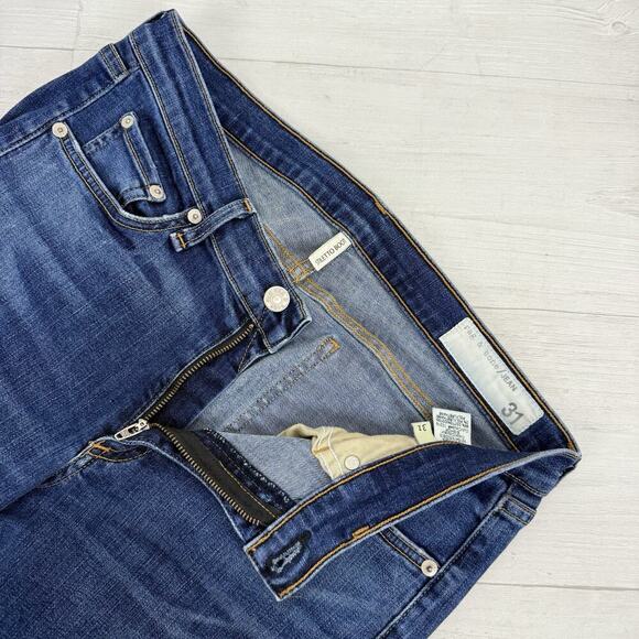 rag & bone Stiletto Boot Cut Jeans Women 31 Low Rise Bishop Blue Medium Wash Y2K - Picture 11 of 16